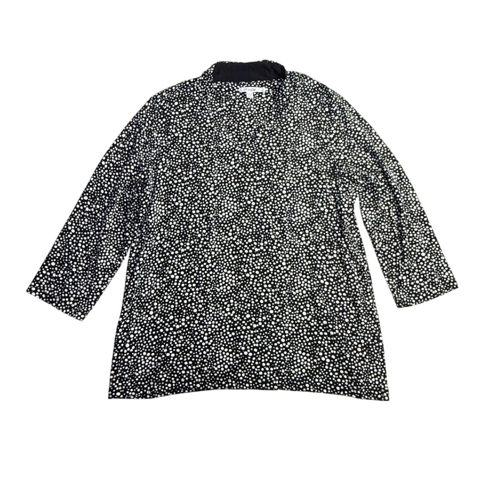 Chicos Womens Black White Dot Mock Neck Long Sleeve Top Size 3 XL-2471